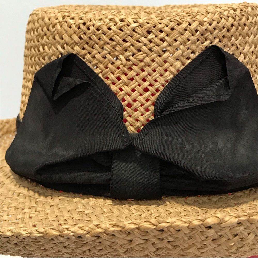Importina Straw Hat Black Grosgrain Ribbon Bow Brimmed Summer Sun Hat - Picture 11 of 16